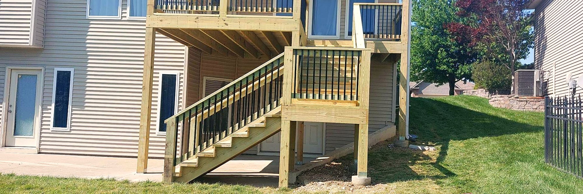 Deck and stairs on the back of a home in Independence, Missouri.