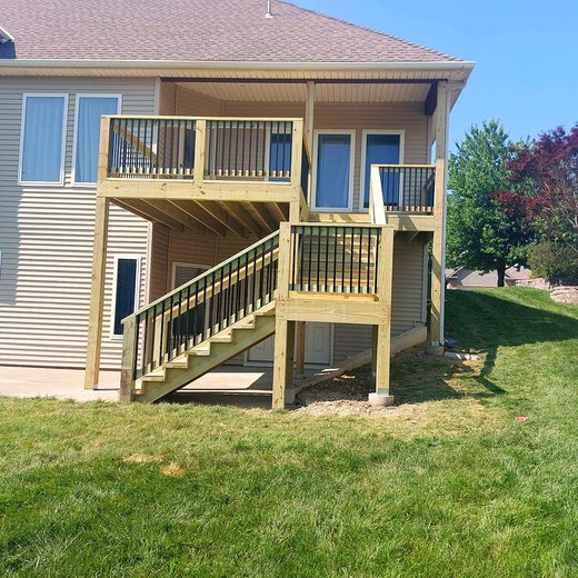 Deck and stairs on a newly built home.